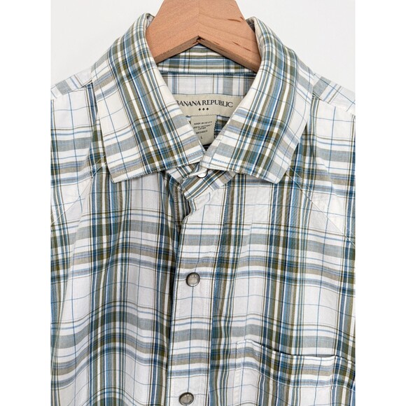 Banana Republic Shirt Mens Size Large Plaid Button Down Long Sleeve 100% Cotton - Picture 2 of 10